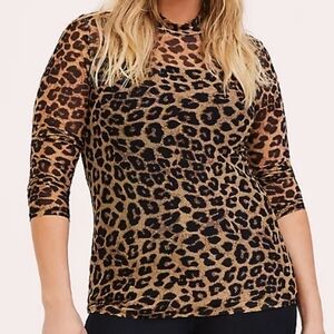 Torrid Leopard Print Long Sleeve Sheer Top Size 4 ~ NWT